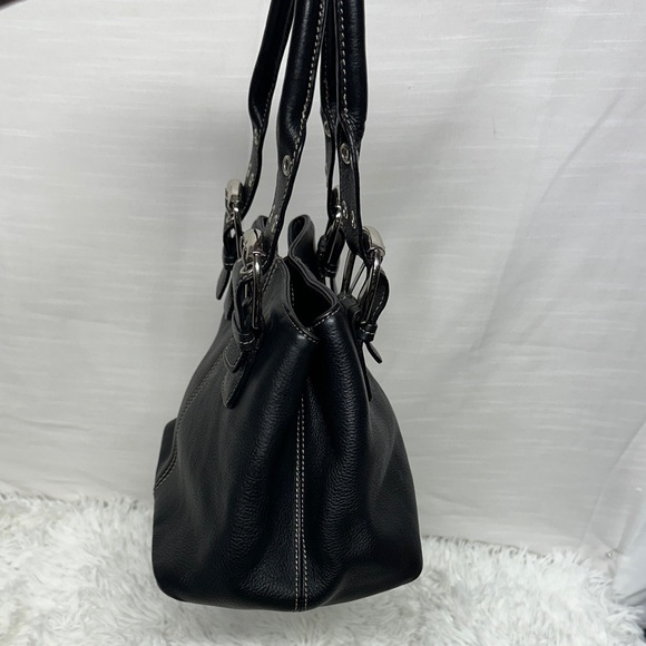 Tignanello Black Pebbled Leather Buckle Shoulder/ Satchel - Picture 4 of 12